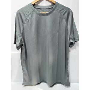 Mens Grey Athletic T-Shirt Short Sleeve Sweat-Wicking Workout Shirt Large -New